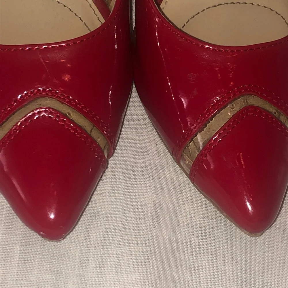 🌞 Jones New York Delly 3” pointy toed red patent leather pumps women size 6.5